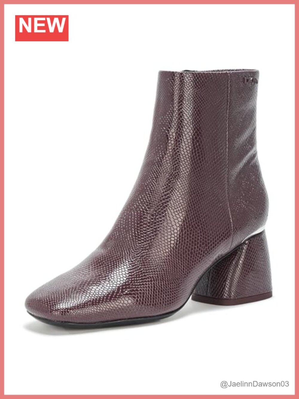 DKNY Caleena Heeled Bootie Ankle Boots Leather Block Heel Fall Shoes